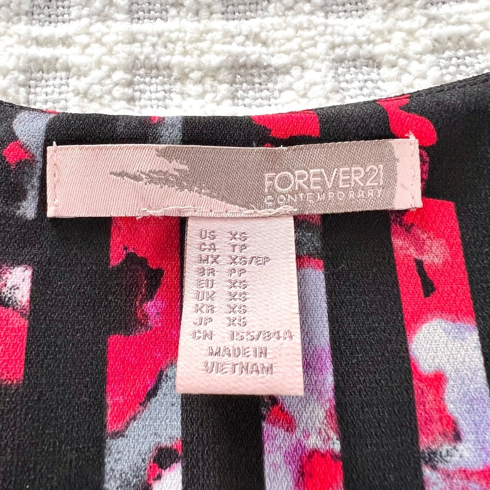 NWOT Forever 21 XS Floral Striped Front Zipper A-line Dress - Picture 3 of 11